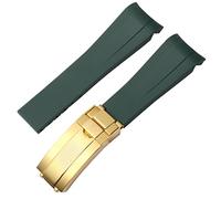 ZUC Para la correa de goma Rolex, la correa de los cuentos, el agua verde, el agua verde, el buzo, la silicona verde de 20 mm de 21 mm banda de reloj(Green-gold,21mm)