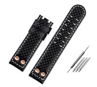 ZUC Pulsera de repuesto a prueba de sudor de cuero genuino de fibra de carbono de 22mm, accesorios de reloj para hombre para reloj de campo caqui Hamilton(Black)