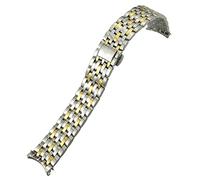 ZUC Reemplazo de banda de reloj de acero inoxidable de 20 mm de 16 mm 19 mm para Omega de Ville PRESTIGIO Orbis Edition Watch Strap Strap Metal Bracelet Glossy(Silver gold,19mm)