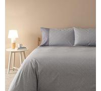 Zucchi Juego de funda nórdica de matrimonio de percal de puro algodón - Diseño geométrico azul elegante | Funda nórdica 250 x 200 cm + 2 fundas de almohada | Transpirable | Ropa de cama de alta