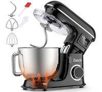 Zuccie Batidora Amasadora 1500W 8L Amasadora Reposteria 6 Velocidades Robot de Cocina Pantalla LCD & función de fermentación con Amasador, Batidor, Varillas y Protección para Salpicaduras (negro)