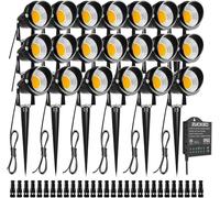 ZUCKEO Luces LED de bajo voltaje de 5 W con transformador de temporizador, 12 V, 24 V, kit de iluminación de paisaje al aire libre con conector, impermeable, blanco cálido, focos de inundación para