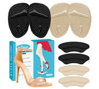 ZUCNANA Cojines de bola de pie, almohadillas metatarsianas para mujer, almohadillas antideslizantes para zapatos de mujer demasiado grandes (4 pares), cojines para zapatos de talón para evitar