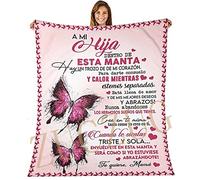 ZUCZUG Cómoda Manta para Mi Hija Desde Mamá, Letras en Español Manta Cumpleaños de Navidad Regalo Manta de Franela de Cama Manta de Correo Suave