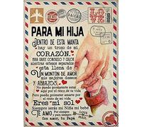 ZUCZUG Cómoda Manta para Mi Hija Desde PaPá, Letras en Español Cumpleaños de Navidad Regalo Manta de Franela de Cama Suave