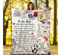 ZUCZUG Cómoda Manta para Mi Hijo Desde Mamá, Letras en Español Manta Cumpleaños de Navidad Regalo Manta de Franela de Cama Manta de Correo Suave