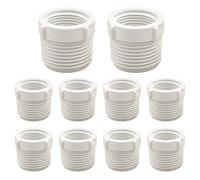 ZUDKSUY 10 bujes reductores de PVC de rosca externa de 3/4 pulgadas a rosca interna de 1/2 pulgada para accesorios de tubería de PVC, adaptador para piscinas, aplicaciones al aire libre, líneas de