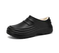 Zuecos De Chef Para Hombre De Invierno Cálidos Con Forro Felpa Antideslizantes Impermeables Y Resistentes Al Aceite, Zueco Trabajo Restaurante Servicio Comida, Para Cocina, Hospital(Black,41 EU)