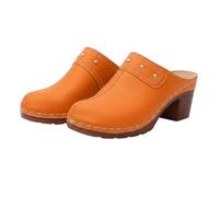 Zuecos de cuña cómodos con tachuelas para mujer, zapatos de verano casuales para caminar, ligeros, de tacón alto, transpirables, puntera cerrada, calzado para exteriores, Orange, 36 EU