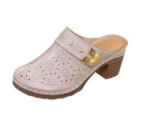 Zuecos de cuña para mujer, sin cordones, con puntera cerrada, zapatos ortopédicos de ajuste ancho, sandalias de cuña baja, sandalias acolchadas para caminar con soporte de arco y correa de hebilla