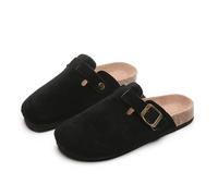 Zuecos de Gamuza for Mujer Zapatillas Plantilla Hombres Zapatos Cortos de Felpa al Aire Libre(Black,41)