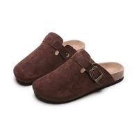 Zuecos de Gamuza for Mujer Zapatillas Plantilla Hombres Zapatos Cortos de Felpa al Aire Libre(Brown,36)