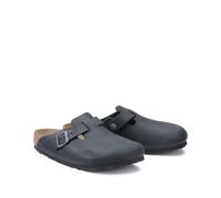 Zuecos negros unisex de cuero engrasado Boston de Birkenstock Negro 43