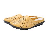 Zuecos de piel para mujer, sandalias cerradas, ligeras, antideslizantes, cómodas, suaves, zapatos de verano, transpirables, zapatos de playa, zapatos planos informales, para el hogar, uso diario