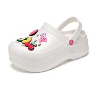 Zuecos de plataforma jardinero 2.5 pulgadas tacones altos mulas verano zueco deslizamiento en cuña sandalias zapatillas al aire libre, Blanco, 37 EU