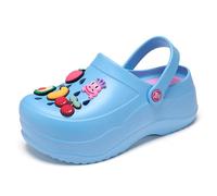 Zuecos de plataforma jardinero 2.5 pulgadas tacones altos mulas verano zueco deslizamiento en cuña sandalias zapatillas al aire libre, azul, 38 EU