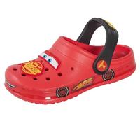 Zuecos Disney Cars para niños con encantos, sandalias para niños con diseño de Rayo McQueen de Cars en 3D, deslizadores con correa en el tobillo para playa, rojo y amarillo, 11 UK Child