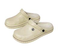 Zuecos Hombre Mujer Cerrados Invierno Cálido, Zapato de Cocina Slip-On con Brida Trasera Giratoria, Mulas con Punta Cerrada, Zapatillas Suela Gruesa - Interior, Exterior, Jardín, Relajación, 01 caqui