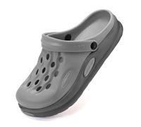 Zuecos Hombre Sandalias de Playa, con Soporte del Arco Cordones Ajustables para Respirable Ligeros, Zapatos de Jardin Verano Antideslizante Zapatillas de Piscina(Size:EU 40,Color:Gris)