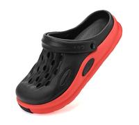 Zuecos Hombre Sandalias de Playa, con Soporte del Arco Cordones Ajustables para Respirable Ligeros, Zapatos de Jardin Verano Antideslizante Zapatillas de Piscina(Size:EU 45,Color:Negro A)