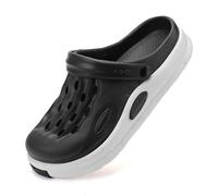 Zuecos Hombre Sandalias de Playa, con Soporte del Arco Cordones Ajustables para Respirable Ligeros, Zapatos de Jardin Verano Antideslizante Zapatillas de Piscina(Size:EU 44,Color:Negro B)