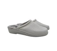 Zuecos Mujer Antideslizantes de Trabajo Calzado Sanitario y ortopédico cómodo para Enfermera, Cocina u Hospital Zapatillas de Piel o Goma Blancas y Azules de la Talla 35 a 41