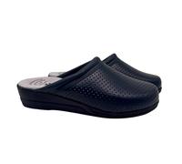 Zuecos Mujer Antideslizantes de Trabajo Calzado Sanitario y ortopédico cómodo para Enfermera, Cocina u Hospital Zapatillas de Piel o Goma Blancas y Azules de la Talla 35 a 41