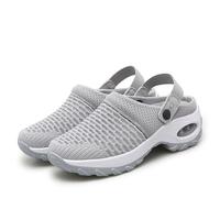 Zuecos ortopédicos for Mujer con Soporte for Arco, Zapatillas de Deporte Anchas ortopédicas for Caminar, Sandalias elásticas (Color : Gray, Size : 38)