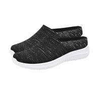 Zuecos Pantuflas de Verano Transpirables Zapatillas de Jardín Zapatos Unisex Adulto Cuña Baja Zapatos Planos Confort Slip On Flats Zapatos para Mujer Clásicos Zapatos Suave Zapatos Ligeros, Negro ,
