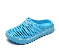 Zuecos para hombre y mujer, verano, transpirables, planos, playa, sandalias para exteriores, zapatos de jardín, azul, 38 EU