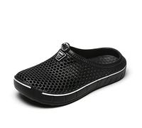 Zuecos para hombre y mujer, verano, transpirables, planos, playa, sandalias para exteriores, zapatos de jardín, Negro , 45 EU