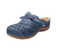 Zuecos para mujer de piel y madera, sandalias de playa antideslizantes, para exteriores, zapatillas de verano con cuña, parte delantera cerrada, parte trasera, abierta, transpirable, zapatos de jardín