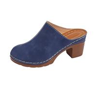 Zuecos para mujer Mules de jardín retro para mujer con tacón medio, tacón en bloque vintage costuras decorativas. Cómodos y versátiles, tanto para el tiempo libre como para zapatos de jardín, c, 39 EU