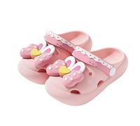 Zuecos para niños bonitos decorados con diseño de conejo 3D - Sandalias ligeras con correa ajustable en el talón | alegres zapatillas de baño para verano y parque infantil, Style_q02 Rosa, 20