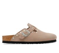 Zuecos planos de piel mujer BOSTON RIVET Birkenstock 39 Beige
