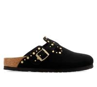 Zuecos planos de piel mujer BOSTON RIVET - NARROW Birkenstock 41 Negro