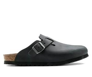 Zuecos planos de piel unisex BOSTON LEOI Birkenstock 38 Negro