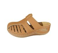 Zuecos Sandalias Mujer Verano Cerradas Cuña Sandalias Plataau Slip-On Sandalias con Cuña Slingback Huecas Zapatillas de Casa de Piel Sintética Chanclas Antideslizantes Ligeras Sandalias para