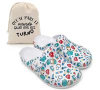 Zuecos Sanitarios para Mujer de Goma EVA + Bolsa de Transporte | Calzado Sanitario Mujer para Enfermera, Médico y Hospital (Blanco, Sistema Tallas Calzado EU, Adulto, Números, Mediano, 41)