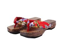 Zuecos tradicionales japoneses para mujer Geta Slippers Japón Tradición Sandalias, Red, 39.5 EU
