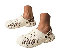 Zuecos unisex impermeables con soporte de arco, EVA transpirable, fácil de limpiar, cómodos zuecos de verano, elegantes zapatos de playa al aire libre, zapatos de jardín, sandalias sin cordones, Caqui