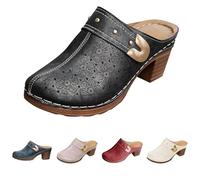 Zuecos Y Pantuflas Para Mujer Con Tacón, Zapatos Delanteros Cerrados Traseros Abiertos Sandalias De Verano Con Tacón Bloque Chanclas Transpirables Botines Cómodos Mocasines Boho Pantuflas Moda Zueco