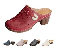 Zuecos Y Pantuflas Para Mujer Con Tacón, Zapatos Delanteros Cerrados Traseros Abiertos Sandalias De Verano Con Tacón Bloque Chanclas Transpirables Botines Cómodos Mocasines Boho Pantuflas Moda Zueco