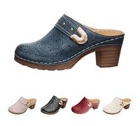 Zuecos Y Pantuflas Para Mujer Con Tacón, Zapatos Delanteros Cerrados Traseros Abiertos Sandalias De Verano Con Tacón Bloque Chanclas Transpirables Botines Cómodos Mocasines Boho Pantuflas Moda Zueco