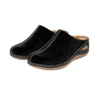 Zuecos y pantuflas para mujer, sandalias de casa para mujer, frente cerradas, pantuflas de verano, plataforma, zapatos de jardín, sandalias de cuña de piel sintética, sandalias ligeras para exteriores