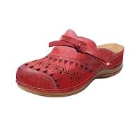 Zuecos y pantuflas para mujer, zapatos de jardín de cuero con lazo, zapatos planos, sandalias cómodas, sandalias ortopédicas, suaves, zapatos de playa, zapatos de verano, ligeros, cómodos, deslizantes