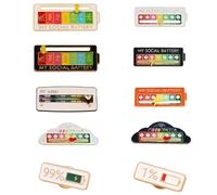 Zueyen 10 Piezas Pin de Batería Social, Pin Indicador de Estado de Ánimo con Control Deslizante, Pines Interactivos de Humor, Broches Creativos para Ropa Bolsos Chaquetas Sombreros