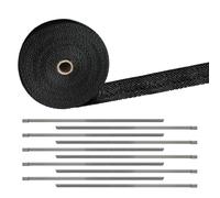 Zueyen 5 muspuff - Cinta de protección contra el calor (5 muspuff, fibra de vidrio, 5 muspuffband), color negro, con 10 bridas de acero inoxidable, para motocicleta (5 m)