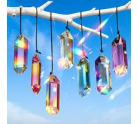 Zueyen Juego de 7 Atrapasueños de Cristal, Prismas de Cristal de 76mm para Colgar, Suncatcher Decoración Colgante para Ventana, Jardín, Balcón y Hogar, Colgantes de Arcoíris de Colores