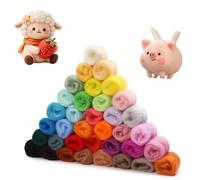 Zueyen Juego de lana de fieltro de 36 colores, 108 g, lana de cuento de hadas para trabajos de fieltro y fieltro húmedo, suave lana de oveja como fieltro, juego de iniciación, accesorios para